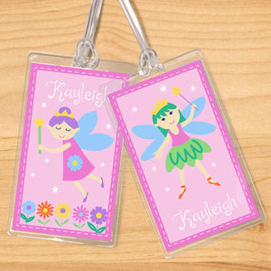 Lot de 2 étiquettes nominatives personnalisées pour enfants Fairy Princess Pink