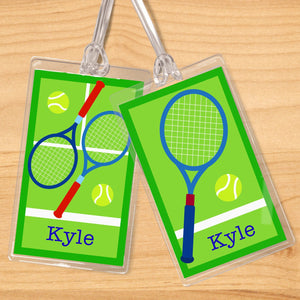 Lot de 2 étiquettes nominatives personnalisées pour enfants Tennis Boy