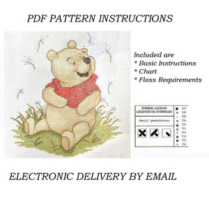 Disney Winnie The Pooh Dandelions Watercolor Counted Cross Stitch Kit or PDF Chart Pattern Instructions 6" x 6.5"