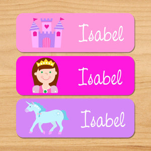 Étiquettes rectangulaires imperméables personnalisées Princess & Castle 33 CT