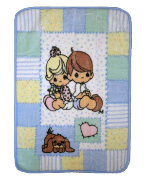 Couverture de luxe en peluche pour bébé fille et garçon, nouvelle collection vintage Precious Moments, 30" x 45" Just Precious avec chiot