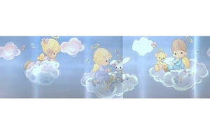 Autocollants muraux Vintage Precious Moments Angel on Clouds, bébés, ours et lapins, bleus