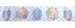 Autocollants muraux à décoller et à coller pour bordure murale Motif roses et cœurs Vintage Precious Moments Girls Playtime