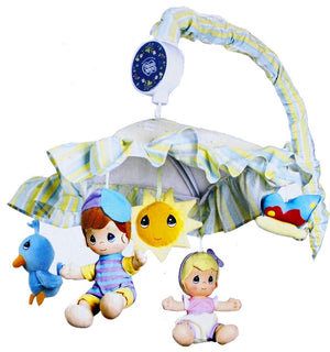 NOUVEAU Mobile musical vintage Precious Moments pour berceau de bébé Precious Babies - Enfants et animaux Garçon Fille Oiseau Papillon et soleil