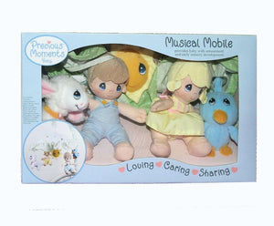NOUVEAU Mobile musical vintage Precious Moments pour berceau de bébé Precious Babies - Garçon Fille Oiseau Agneau & Soleil