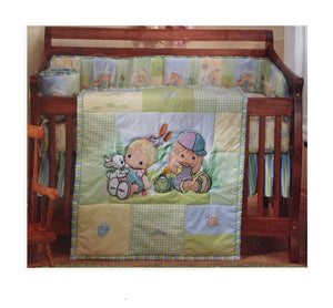 NEW Vintage 5 PC Precious Moments Nature's Babies Baby Crib Bedding Set & Musical Mobile Boy Girl Unisex Nursery Collection Rare 2007