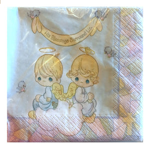 Precious Moments Angels Baby Shower Baptism Christening Small Beverage Napkins 16 CT