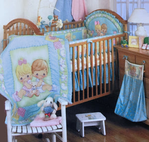 Ensemble de literie pour berceau vintage 5 pièces Precious Moments Welcome Baby Nursery Collection pour garçon et fille, jouets, ours, cœurs et étoiles, unisexe avec mobile musical