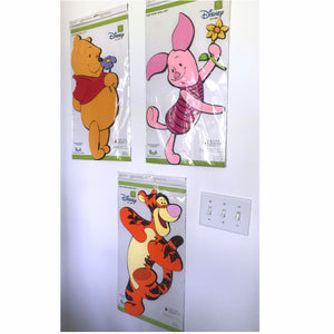 Disney Winnie The Pooh Flowers Jumbo 3D Foam Wall Art 3pc Decals Mural 20" x 11" Pooh Piglet Tigger Priss Prints Peel & Stick