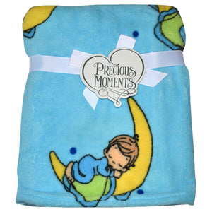 Nouvelle couverture de berceau en polaire corail douce et pelucheuse pour bébé garçon Precious Moments bleu, cadeau de baby shower, 30" x 40"