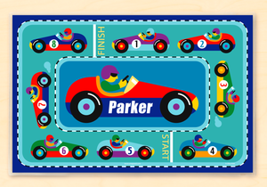 Mantel individual personalizado de coches deportivos de carreras de 18" x 12" con alfabeto