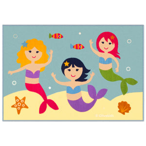 Mermaid Blue Kids Room Area Rug 39" x 58"