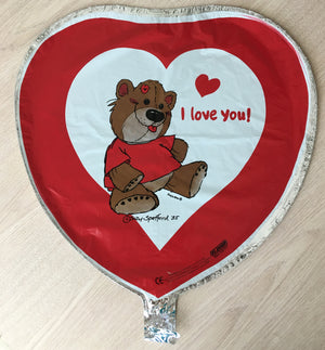 Suzy's Zoo Willie Bear Hearts & Kisses Love Valentine Heart-Shaped 18" Party Balloon