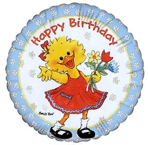 Suzy's Zoo Suzy's Happy Birthday Blue Floral 18" Party Balloon