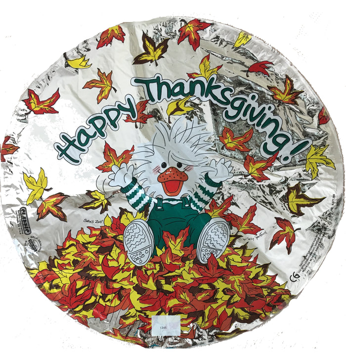 Suzy's Zoo White Duck & Fall Leaves Happy Thanksgiving 18" Party Balloon