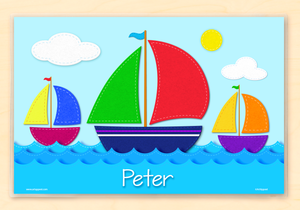 Mantel individual personalizado para niños de 18" x 12" con alfabeto de Saiboats