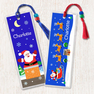 Ensemble de marque-pages personnalisés Père Noël et renne de Noël 2 pièces