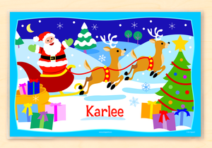 Mantel individual personalizado navideño de Papá Noel con el alfabeto, 45,7 x 30,5 cm