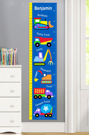 Construction Trucks Canvas Growth Chart