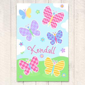 Butterfly Garden Personalized Kids Wall Art Print 12" x 18"