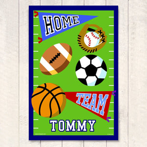 Sports Icons Personalized Kids Wall Art Print 12" x 18"