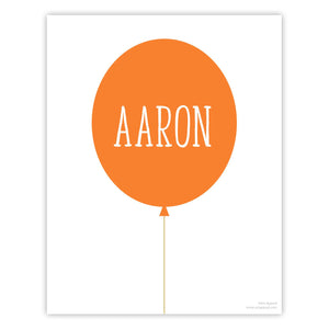 Orange Personalized Balloon Art Print