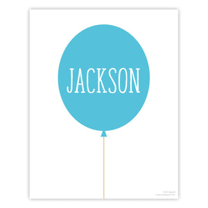 Blue Personalized Balloon Art Print
