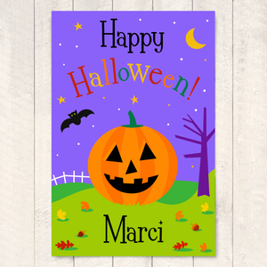 Halloween Pumpkin Jack O'Lantern Personalized Wall Art Print 12" x 18"