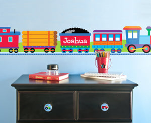 Train Personalized Kids Peel & Stick Wall Border 