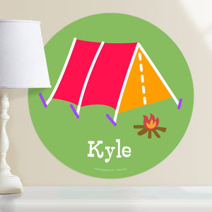 Camping Tent Wall Decal 12" Peel & Stick Personalized Sticker