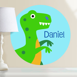 Green Dinosaur T-Rex Wall Decal 12" Peel & Stick Personalized Sticker