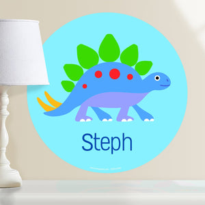 Dinosaur Stegosaurus Wall Decal 12" Peel & Stick Personalized Sticker