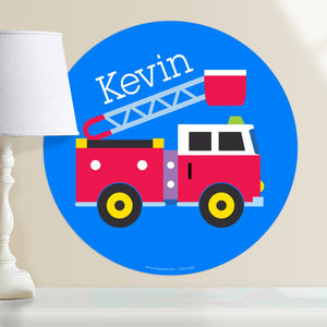 Fire Truck Wall Decal 12" Peel & Stick Sticker Personalized