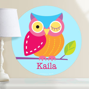 Winking Owl Bird Wall Decal 12" Peel & Stick Personalized Sticker