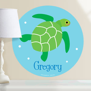 Green Sea Turtle Wall Decal 12" Peel & Stick Personalized Sticker