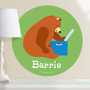 Camping Picnic Bear Wall Decal 12" Peel & Stick Personalized Sticker