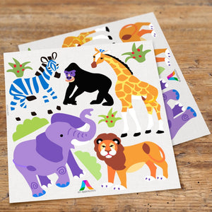 Wild Jungle Safari Animals Kids Wall Decals Peel & Stick Stickers - Elephant Lion Giraffe Monkey