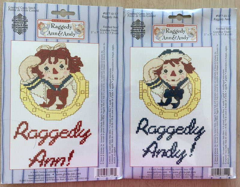 Classic Raggedy Ann & Andy Counted Cross Stitch Kits - Nautical