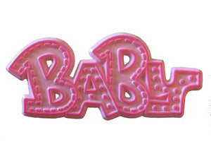 Plastic Pink or Blue Baby Cake Topper Decorating Plaque 3" - Baby Shower, New Baby