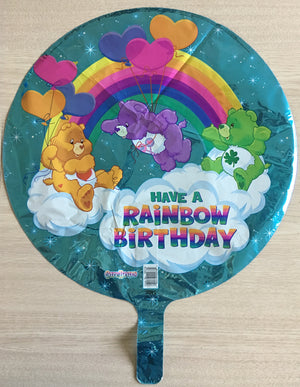 Rare Care Bears Happy Birthday 18" Blue Prismatic HAVE A RAINBOW BIRTHDAY Party Balloon CareBears Vintage