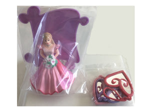 Conjunto de decoración para tarta de cumpleaños con vestido rosa de Barbie encantada: kit de 6 piezas con clips para espejos en forma de corazón