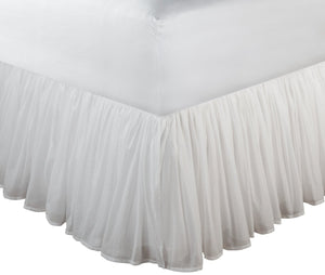 White Sheer Cotton Voile Ruffled Bed Skirt / Dust Ruffle 15" or 18" Drop Twin Full Queen King