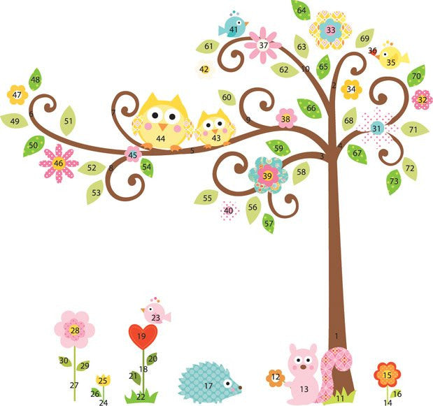 58" Happi Scroll Tree & Owls Kids Wall Mural Peel & Stick Megapack