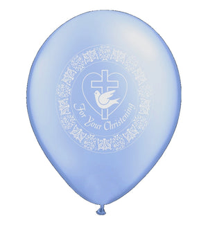 Baby Boy Christening Dove Blue 11" Pearlized Latex Party Balloons - 6 CT