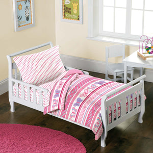 Pink Butterfly Dots\ Toddler Girl Bedding Set