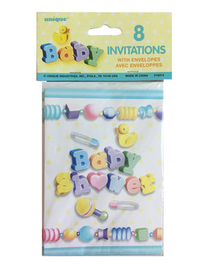 Rubber Ducky Baby Shower Invitation Cards 8 CT - Yellow Dot