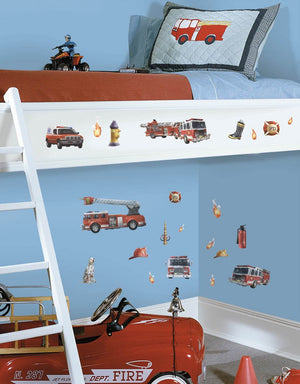 Fire Trucks Wall Decals Stickers Boys Room Decor