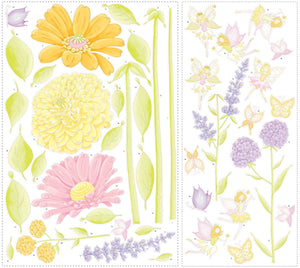 Flower Garden Fairy Butterflies Wall Mural Peel & Stick Wallpaper Stickers for Girls