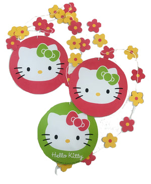 Hello Kitty Party Flower Fun Decorative Dangling Paper Cutouts 3-Piece Birthday Party Decor