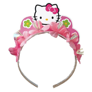 Hello Kitty Birthday Girl Party Tiara Silver & Pink with Pink Flowers